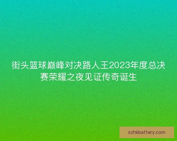 街头篮球巅峰对决路人王2023年度总决赛荣耀之夜见证传奇诞生