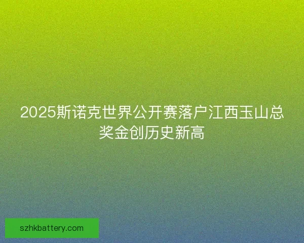 2025斯诺克世界公开赛落户江西玉山总奖金创历史新高