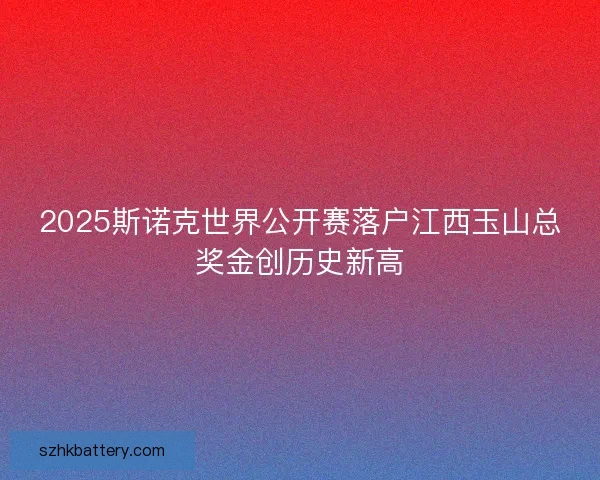 2025斯诺克世界公开赛落户江西玉山总奖金创历史新高
