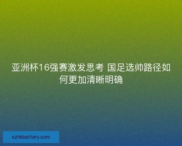 亚洲杯16强赛激发思考 国足选帅路径如何更加清晰明确