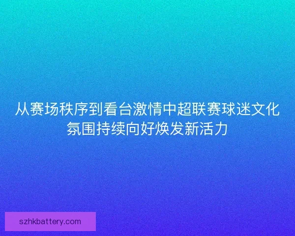 从赛场秩序到看台激情中超联赛球迷文化氛围持续向好焕发新活力 从赛场秩序到看台激情中超联赛球迷文化氛围持续向好焕发新活力
